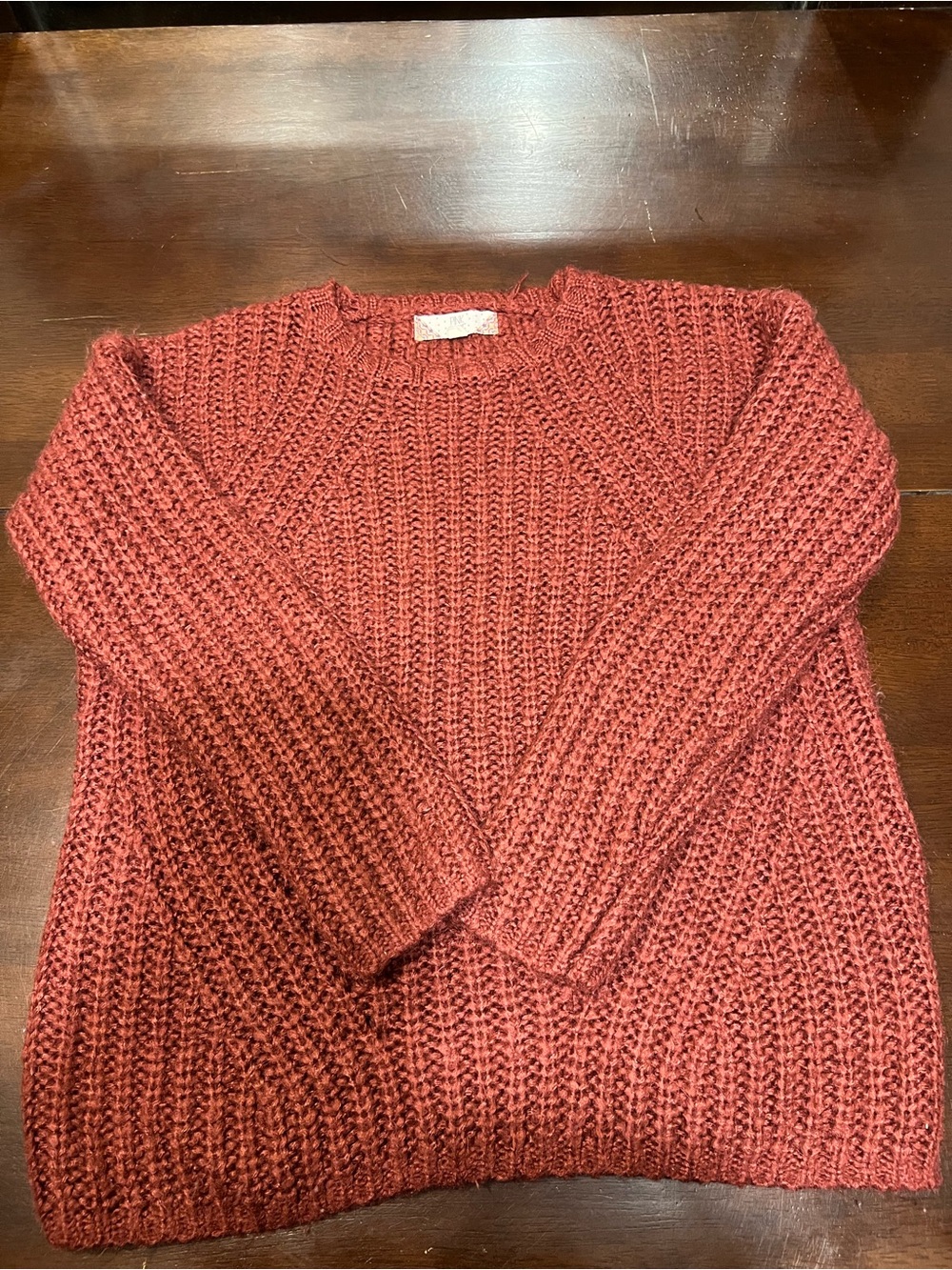 Pink Rose - size M - Burgundy Knit Sweater